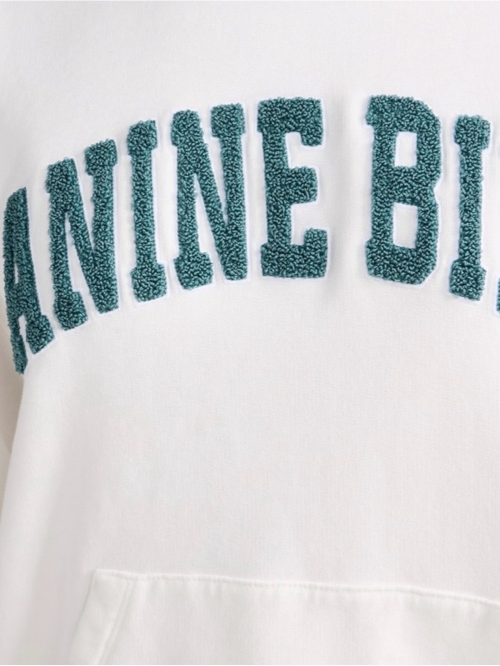 Anine Bing Harvey Sweatshirt - Ivory With Dark Sage Size L - Picture 3 of 6